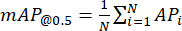 mAP calculation formula, mAP@0.5=1/NΣ(Ni=1)APi, metric, precision, data analysis.