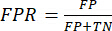 False positive rate formula, FPR=FP/(FP+TN), statistical analysis, educational use.