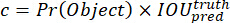 Probability and Intersection over Union (IoU) formula for object detection analysis.