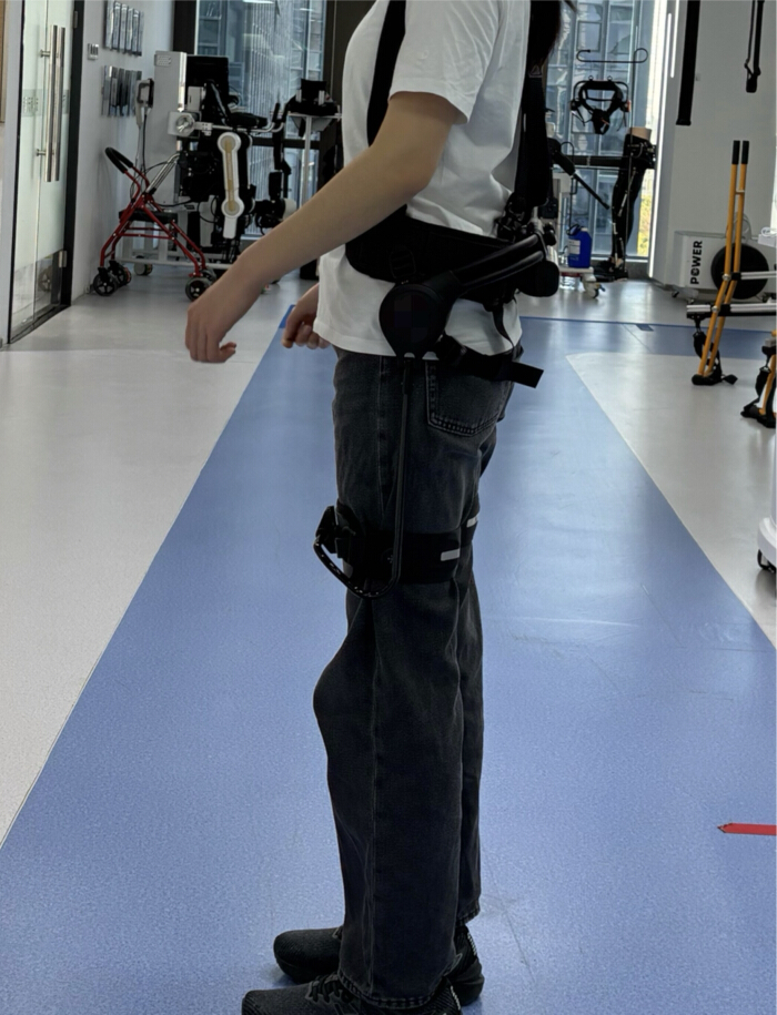 figure-results-1 Wearable exoskeleton in rehabilitation study, biomechanics testing setup in clinical environment.
