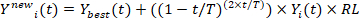 Equation depicting a mathematical interpolation process using time-based variables.