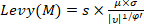 Equation symbolizing Levy process, Levy(M)=s×(μ×σ/|v|^(1/φ)), relevant to stochastic analysis.