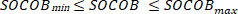 SOC optimization formula, SOCOB min ≤ SOCOB ≤ SOCOB max, mathematical equation.