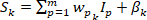 Mathematical formula for data fitting; sums weighted variables; statistical analysis.