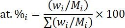 Atomic percentage formula, equation for calculating elemental composition in a sample.