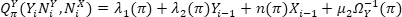 Static equilibrium, formula: \(Q_r^Y(Y,N^Y; N^v) = \lambda_1(\pi) + \lambda_2(\pi)Y_{t-1} + n(\pi)X_{t-1} + \mu_\rho \Omega_{\bar{Y}}(\pi)\) equation.