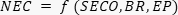 NEC function formula with variables SECO, BR, EP; mathematical equation representation.