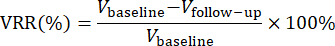 figure-protocol-3 Volume reduction ratio (VRR) formula, mathematical equation for volume change analysis.