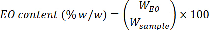 EO含量计算公式，% w/w，用于教学目的的数学方程。