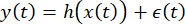 Signal processing equation, y(t)=h(x(t))+ϵ(t), mathematical concept.