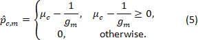 Equation for conditions in mathematical analysis, formula: \( \hat{p}_{c,m} = \left\{ \right. \)