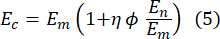 Static equilibrium formula: Ec=Em(1+ηϕ(En/Em)); mathematical equation.