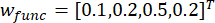 Equation of weighted vector transformation, showing matrix notation, relevant to linear algebra concepts.