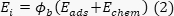 Static equilibrium formula, Ei=ϕb(Eads+Echem); mathematical equation for chemical adsorption.