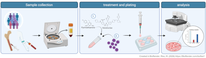 Cell treatment process: centrifugation, chemical treatment, plating, microscopy data analysis diagram.