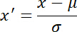 figure-protocol-2 Standardization formula \(x'=(x-\mu)/\sigma\), statistical method, equation.