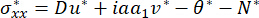 Fluid dynamics equation; σxx=Du*+iaa1v*-θ*-N*; mathematical formula.