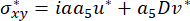 Stress tensor equation σxy* = iaa5u* + a5Dv*; static equilibrium; mathematical formula.
