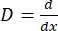 Differentiation equation formula D=dy/dx; essential calculus concept for rate of change analysis.