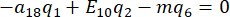 Static equilibrium equation, formula: -a₁₈q₁ + E₁₀q₂ - mq₆ = 0.
