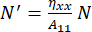 Static equilibrium formula, N'=(ηxx/A11)N, important for structural analysis and engineering calculations.