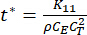 Equation for static equilibrium, t* = K11/ρCECC^2, relevant for scientific analysis