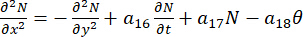 Partial differential equation illustrating diffusion process in mathematical physics, equation setup.