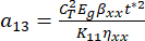 Static equilibrium formula \(a_{13} = \frac{c_T^2 E_g \beta_{xx} t^2}{K_{11} \eta_{xx}}\), equation.