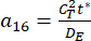Equation of thermal diffusivity; \(a_{16} = \frac{{c_T^2 t^*}}{{D_E}}\); physics equation.