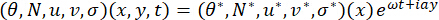Mathematical equation with variables in fluid dynamics diagram; function of space and time.