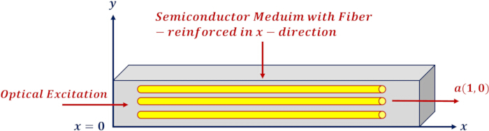 figure-protocol-1 Optical excitation in semiconductor medium with fiber, diagram shows x-reinforced direction setup.