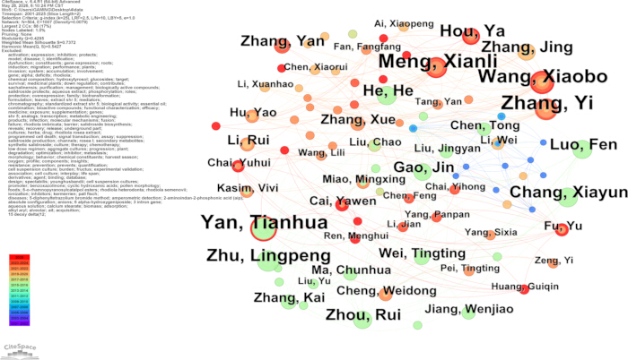 figure-results-4 Network analysis diagram; co-authorship connections; node size indicates research collaboration intensity.
