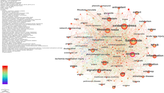 figure-results-6 Network pharmacology diagram; Rhodiola rosea analysis, signaling pathways, oxidative stress focus.