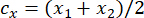 figure-protocol-35 Equation for centroid calculation, \(c_x = (x_1 + x_2)/2\).