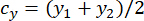 Equation of centroid calculation, \(c_y = (y_1 + y_2)/2\), used in geometry analysis.