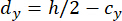 Formula for calculating vertical distance, \(d_y = h/2 - c_y\), related to static equilibrium.