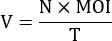 Viral load formula V=N×MOI/T, mathematical equation for virology research and analysis.