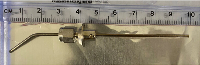 figure-results-2 Gas chromatography inlet needle, length 10 cm, used in sample injection method experiment.