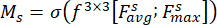 Static equilibrium equation, \(M_s = \sigma(f^{3 \times 3}[F_{\text{avg}}^s; F_{\text{max}}^s])\), formula.