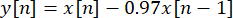Digital Signal Processing, Equation: y[n] = x[n] - 0.97x[n-1], Difference Equation Formula.