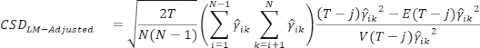 CSD_LM-Adjusted formula, statistical analysis, equation, variance, experimental data evaluation.