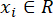 Mathematical symbol xi in R denotes real number set membership.