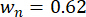 Static equilibrium equation \( w_n = 0.62 \) in a physics diagram for force analysis