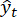 Statistical model, ŷ_t formula, symbol indicating predicted values, used for regression analysis.