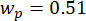 Equation: Static variable \( w_p = 0.51 \); concise mathematical formula for calculations.