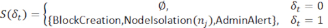 Delicate state function formula indicating conditional operations in a data network diagram.