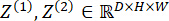 Mathematical notation; tensors Z(1), Z(2) in multi-dimensional space RD×H×W; equation formula.