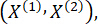 Mathematical notation showing variables X^1, X^2 in equations; used in data analysis context.