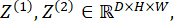 Math concept; equations Z^(1), Z^(2) in R^DxHxW; matrix operations; compact notation.