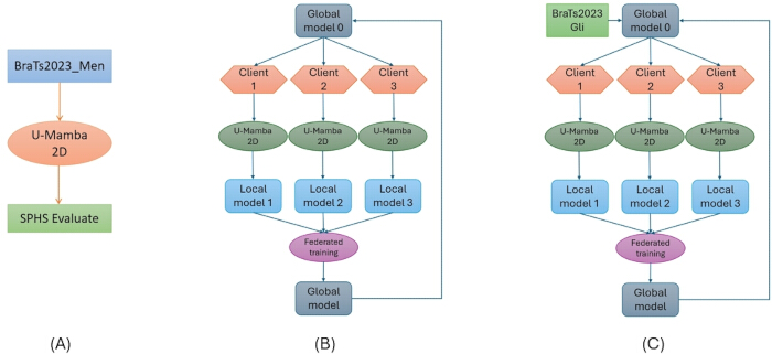 figure-protocol-11 Federated learning process diagram with local model updates and global model integration.